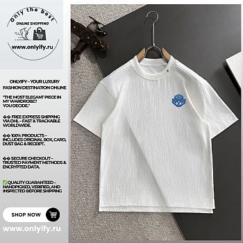 Louis Vuitton White T-Shirt with Blue Crest Emblem