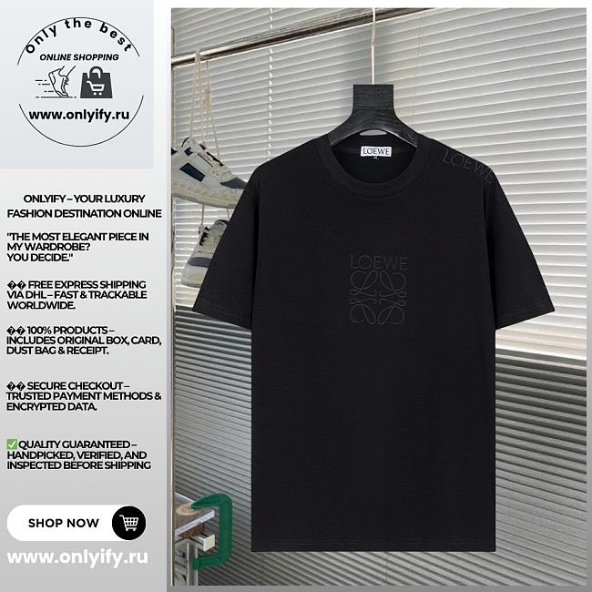 Loewe Black T-Shirt with Subtle Logo Emblem - 1