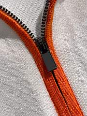 Hermès Paris White Polo Shirt with Orange Zipper and Logo Patch - 5
