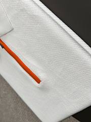 Hermès Paris White Polo Shirt with Orange Zipper and Logo Patch - 4