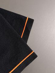 Hermès-Inspired Black Polo Shirt with Orange Zipper and Horse Logo - 5