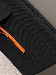 Hermès-Inspired Black Polo Shirt with Orange Zipper and Horse Logo - 3