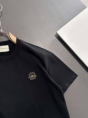 Black GUCCI-Inspired T-Shirt with Embroidered Crest Logo - 5