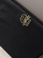 Black GUCCI-Inspired T-Shirt with Embroidered Crest Logo - 4