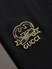 Black GUCCI-Inspired T-Shirt with Embroidered Crest Logo - 2