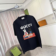 GUCCI-Inspired T-Shirt with Cartoon Dog Picnic Graphic - 3