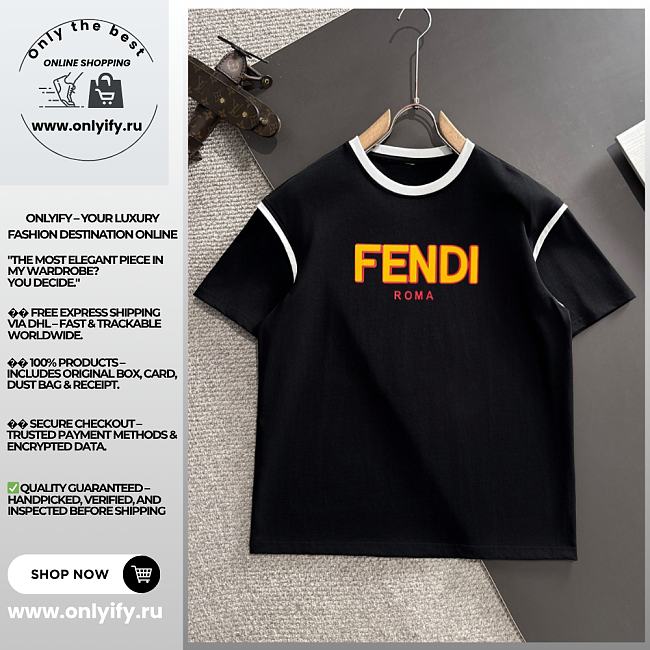 FENDI-Inspired Black T-Shirt with Bold Yellow 