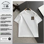 White Fendi-Inspired T-Shirt with Multicolor Badge Logo - 1