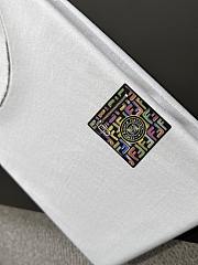 White Fendi-Inspired T-Shirt with Multicolor Badge Logo - 6