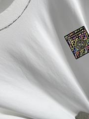 White Fendi-Inspired T-Shirt with Multicolor Badge Logo - 5