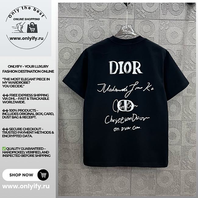 Black Dior-Inspired T-Shirt with Signature Back Print - 1
