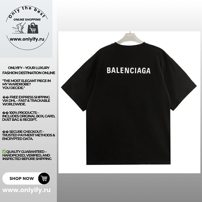 Black Balenciaga-Inspired T-Shirt with Bold Back Logo - 1
