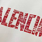White Balenciaga-Inspired T-Shirt with Red Logo Print - 3