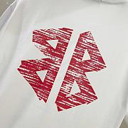White Balenciaga-Inspired T-Shirt with Red Logo Print - 2
