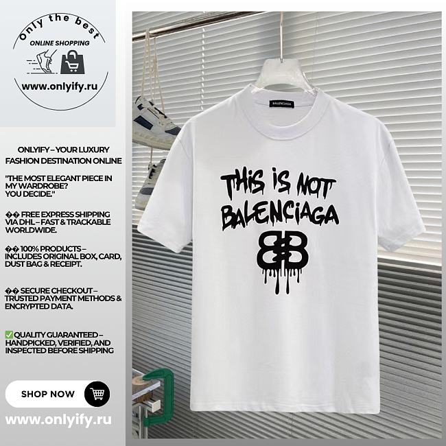 White Balenciaga-Inspired “This is Not Balenciaga” Graphic T-Shirt - 1