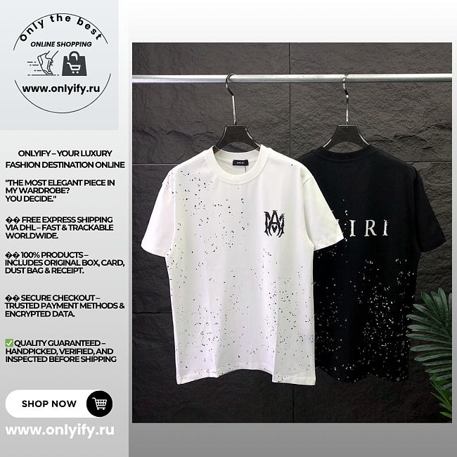 AMIRI Paint-Splatter Logo T-Shirt – Black & White - 1