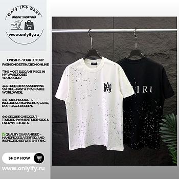 AMIRI Paint-Splatter Logo T-Shirt – Black & White
