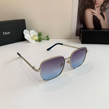 Christian Dior Crystal Studded Brow Bar Sunglasses – Silver & Blue Gradient