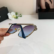 Christian Dior Crystal Studded Brow Bar Sunglasses – Silver & Blue Gradient - 5