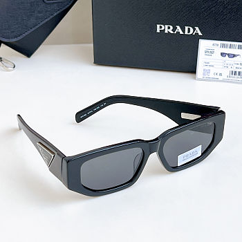 PRADA Black Oversized Rectangular Sunglasses