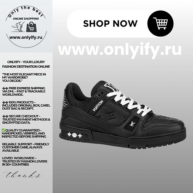 Louis Vuitton Trainer Sneaker “Triple Black” 1AAREY - 1