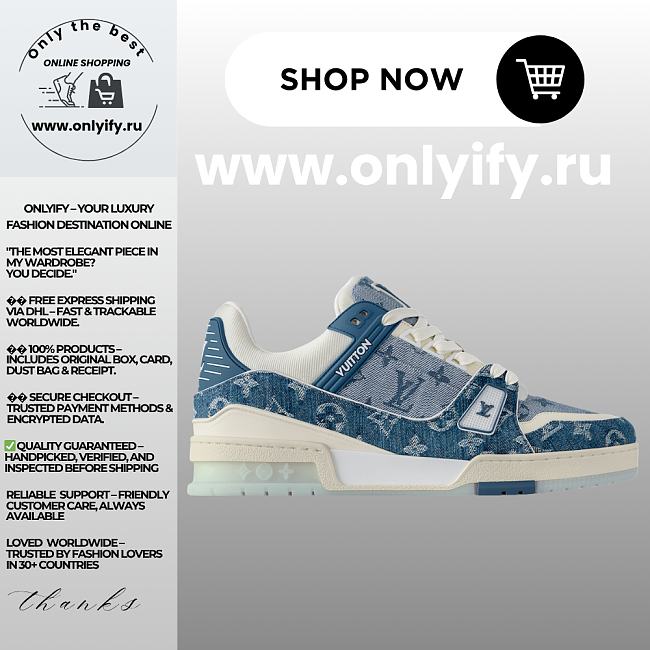 Louis Vuitton Trainer Sneaker “Blue Denim Monogram” 1ADHHW - 1