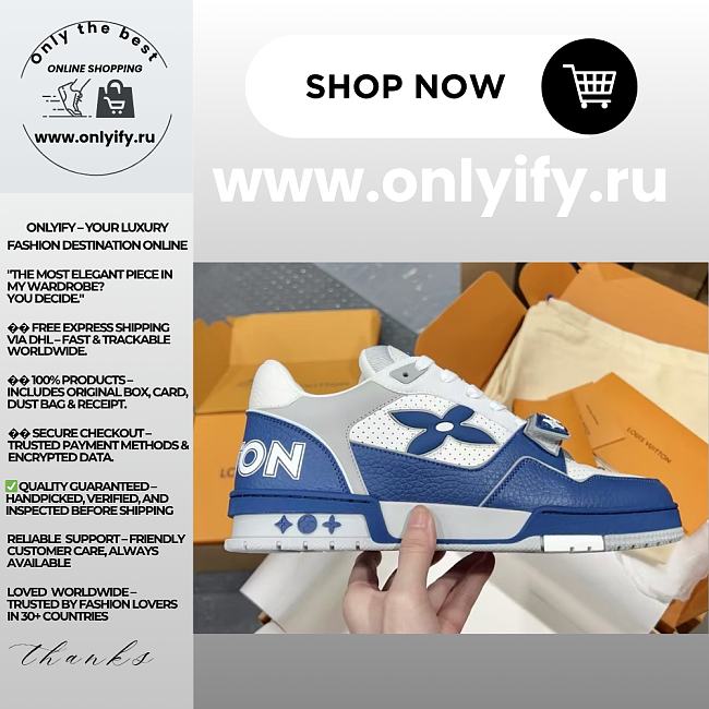 Louis Vuitton Trainer Sneaker “Blue/White” 1AHTBP - 1