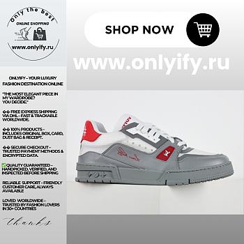 Louis Vuitton Trainer Sneaker “Grey/Red” 1AHTID