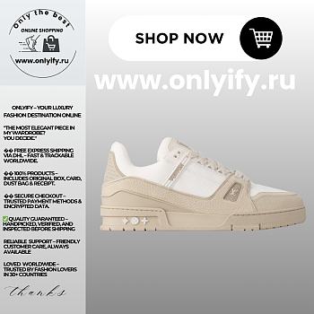Louis Vuitton Trainer Sneaker “Beige White Grained Leather” 1AHTM5