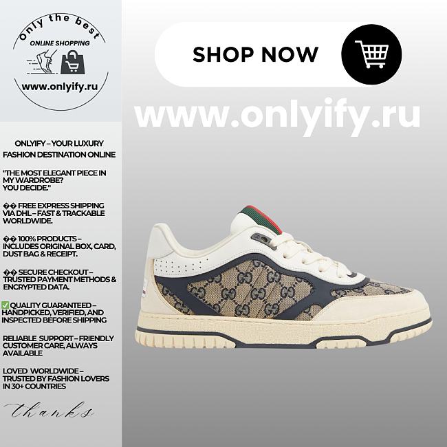 Gucci Re-Web Sneaker “Beige/Blue GG Canvas” 787476 AADHW 9552 - 1