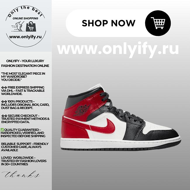 Air Jordan 1 Mid “White/Black/Gym Red” BQ6472-160 - 1