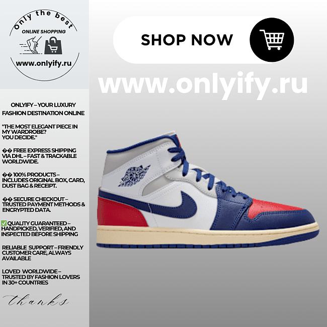 Air Jordan 1 Mid “White/Navy/Red” DQ8426-102 - 1