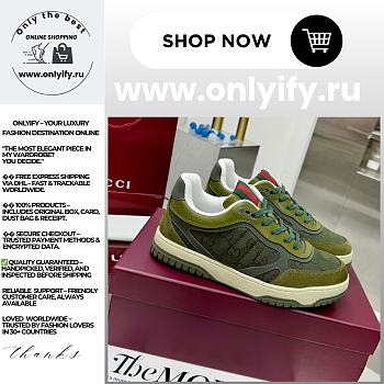 Men's Gucci Re-Web Sneaker in Olive Green – 831661 AAEX3 3343