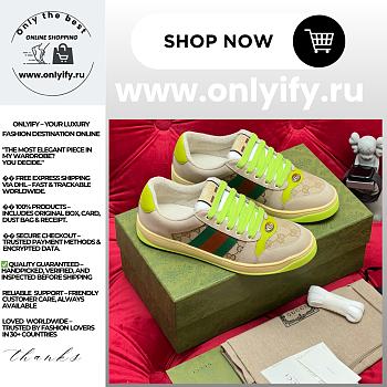 Men's Gucci Screener Sneaker in Beige and Neon Yellow – 838984 9Y920 96444