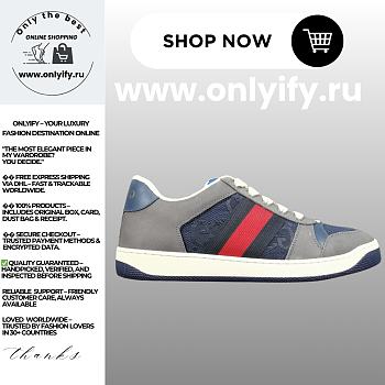 Men’s Gucci Screener Sneaker in Grey Suede with Web – 576223 FAA3T 4551