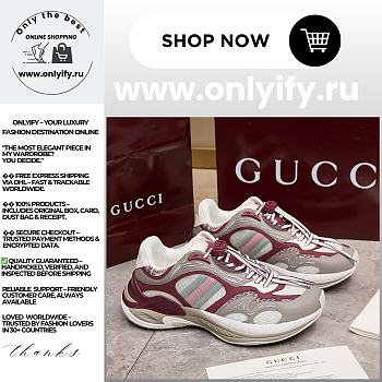 Men’s Gucci 2.0 Trainer in Bordeaux and Grey Fabric – 814040 FAD5T 87542