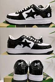 A Bathing Ape Bape StaPatent Leather Black White 1I70-191-002 - 1