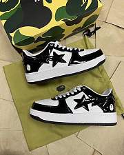 A Bathing Ape Bape StaPatent Leather Black White 1I70-191-002 - 5