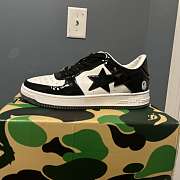 A Bathing Ape Bape StaPatent Leather Black White 1I70-191-002 - 4