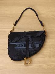 Christian Dior Saddle Handbag Camouflage Embroidered Canvas Medium Blue 2672312 - 4