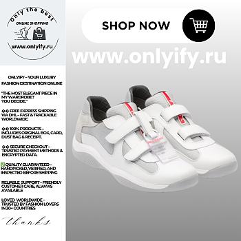 Prada America’s Cup Original Sneakers “White/Grey” Velcro Edition