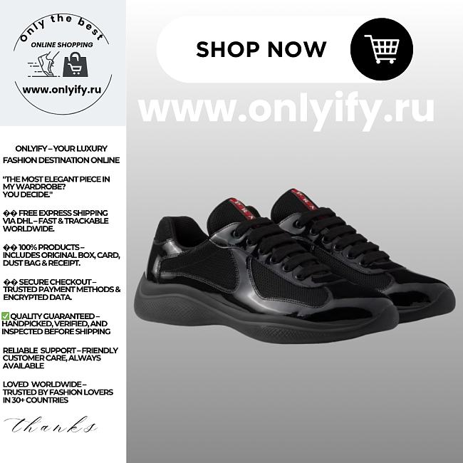 Prada America’s Cup Sneakers “Black” – Patent Leather & Technical Fabric - 1