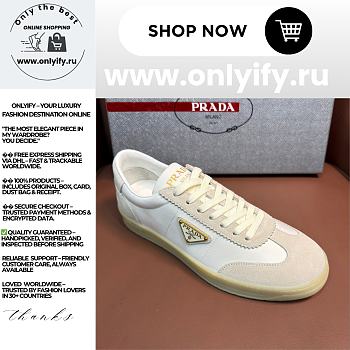 Prada Downtown Bold Nylon and Suede Sneakers “Ivory”