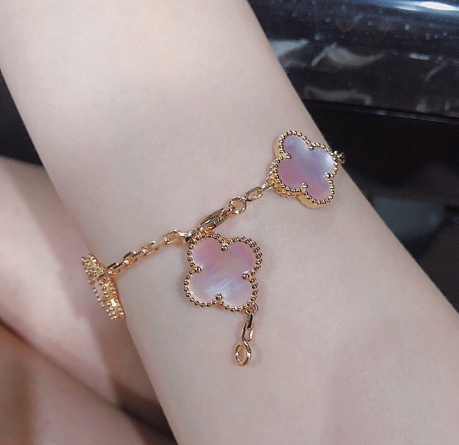 Van Cleef & Arpels Delicate Pink Clover Bracelet - 1