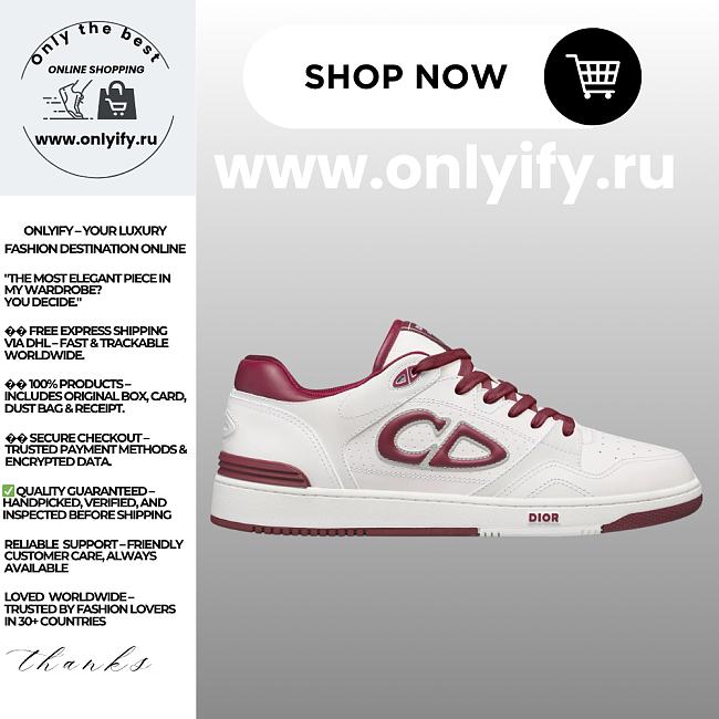 Dior B57 Dribble Low-Top Sneaker – White and Dior Gray Smooth Calfskin with White Suede - 1