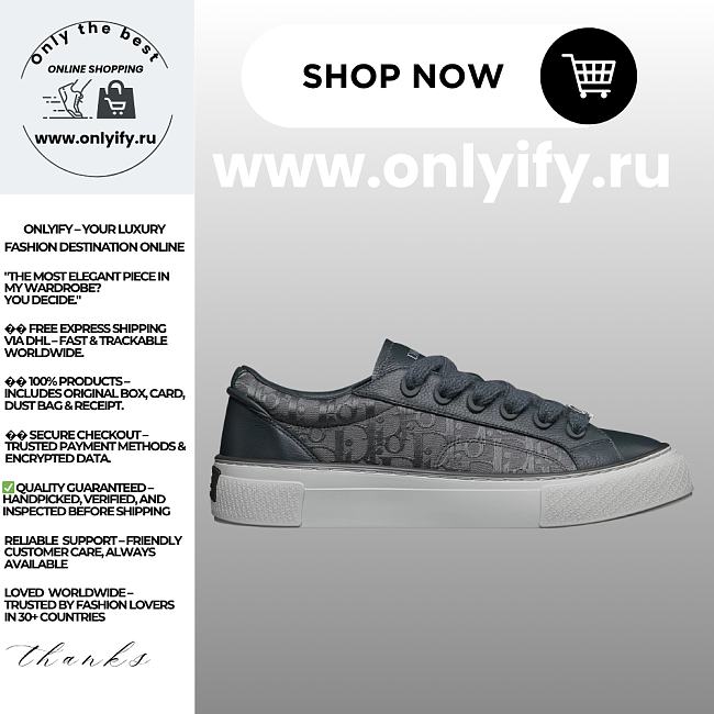 Dior B30 Sneaker in Anthracite Gray Grained Calfskin and Dior Oblique Canvas – 3SN303AAP_H870 - 1