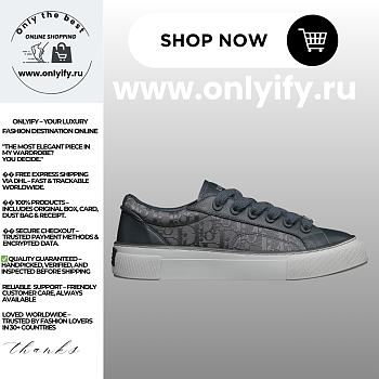 Dior B30 Sneaker in Anthracite Gray Grained Calfskin and Dior Oblique Canvas – 3SN303AAP_H870