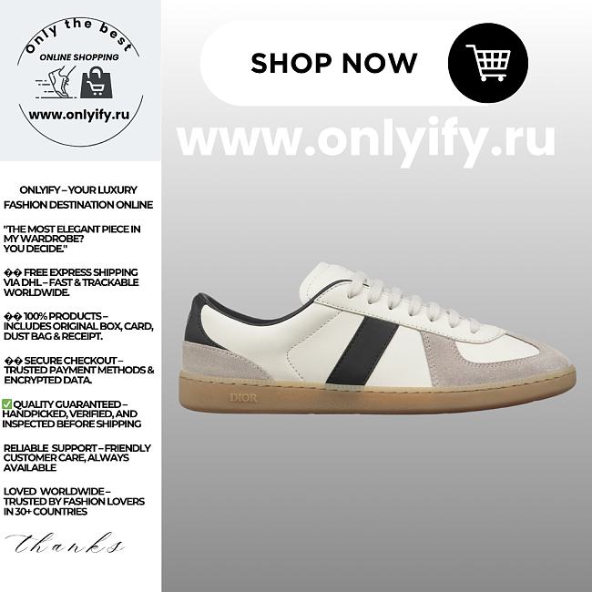Dior B57 Low-Top Sneaker in Black and White Smooth Calfskin with Gray Suede – 3SN328ZRH_H069 - 1