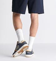 Dior B30 Sneaker in Blue Denim with Beige and Cognac Smooth Calfskin and Blue & Beige Raffia-Effect Dior Oblique Denim – 3SN272ZFK_H577 - 6
