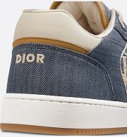 Dior B30 Sneaker in Blue Denim with Beige and Cognac Smooth Calfskin and Blue & Beige Raffia-Effect Dior Oblique Denim – 3SN272ZFK_H577 - 3